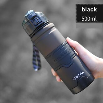 Hoge Capaciteit Sport Water Fles Outdoor Reizen Draagbare Lekvrij Drinkware Plastic Fitness Protein Shaker Fles zwart-500ml
