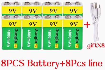 Hoge Capaciteit Usb Batterij 9V 4800Mah Li-Ion Oplaadbare Batterij Usb Lithium Batterij Voor Speelgoed Afstandsbediening Blauw