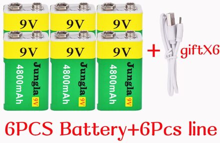 Hoge Capaciteit Usb Batterij 9V 4800Mah Li-Ion Oplaadbare Batterij Usb Lithium Batterij Voor Speelgoed Afstandsbediening Rood
