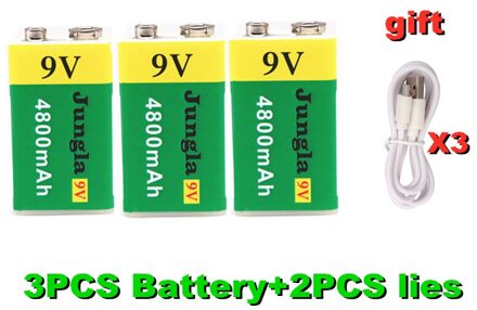 Hoge Capaciteit Usb Batterij 9V 4800Mah Li-Ion Oplaadbare Batterij Usb Lithium Batterij Voor Speelgoed Afstandsbediening wit
