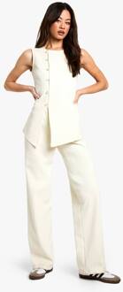 Hoge Cord Broek Met Wijde Pijpen, Ivory - 40