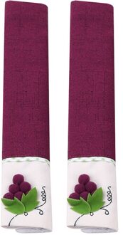 Hoge Doek Koelkast Deurklink Covers Geborduurde Kant Handvat Wrap Koelkast Deur Stand Handvat Protector paars grape