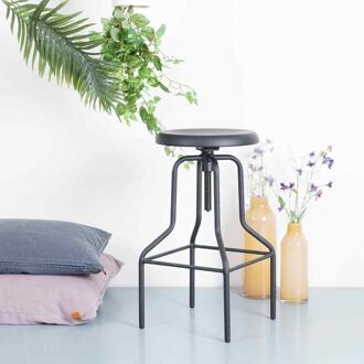 Hoge draaibare kruk mat zwart - in hoogte verstelbaar