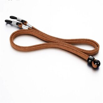 Hoge Elasticiteit Zonnebril Lanyard Strap Ketting Lenzenvloeistof Glazen Ketting Koord Leer Leesbril Riem Decor Bruin