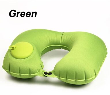 Hoge-elastische Auto U-vormige Air Kussen 5 Kleuren Automatische Opblaasbare Draagbare Comfort Auto Reizen Nek Kussen groen