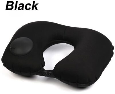 Hoge-elastische Auto U-vormige Air Kussen 5 Kleuren Automatische Opblaasbare Draagbare Comfort Auto Reizen Nek Kussen zwart
