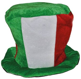 Hoge fluwelen hoed - rood/wit/groen - Italie/Hongarije supporters