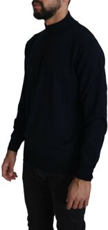 Hoge Hals Trui Effen Marineblauw - maat EU 50 Navy