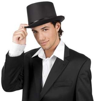 Hoge hoed satijn zwart