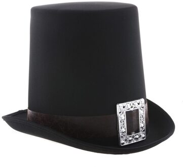 Hoge hoed - zwart - met gesp - volwassenen - 60 cm - Halloween - verkleedaccessoires