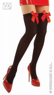 Hoge kousen zwart met rode strik