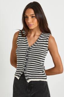 Hoge Mono-Streep Gebreide Weste, Mono - 36