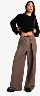 Hoge Pantalon Met Riem En Plooien, Mauve - 40
