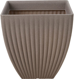 hoge plantenpot/bloempot - Tuin - kunststof - lichtgrijs - D40 x H42 cm - Plantenpotten