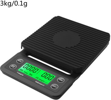 Hoge Precisie Digitale Elektronische Weegschalen Meetinstrumenten Keuken Weegschalen Drip Koffie Schaal Met Timer Lcd Display 3Kg/5kg 0.1G zwart 3kg 0.1g