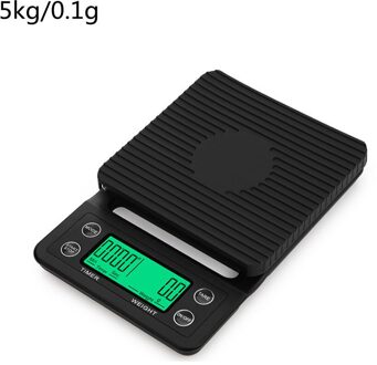 Hoge Precisie Digitale Elektronische Weegschalen Meetinstrumenten Keuken Weegschalen Drip Koffie Schaal Met Timer Lcd Display 3Kg/5kg 0.1G zwart 5kg 0.1g