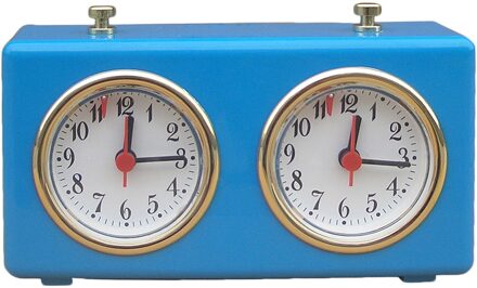 Hoge Precisie Hout Kleur Timer Draagbare Timing Start Knop Clockwork Professionele Schaken Klok Tool Voor Game Blauw