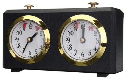 Hoge Precisie Hout Kleur Timer Draagbare Timing Start Knop Clockwork Professionele Schaken Klok Tool Voor Game zwart