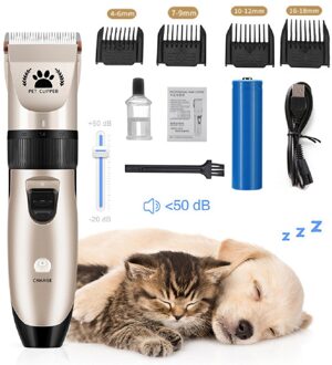 Hoge Qualtiy Hond Scheerapparaat Clippers Low Noise Snoerloze Elektrische Rustige Tondeuse Set Voor Honden Katten Huisdieren Met Batterij Gereedschap