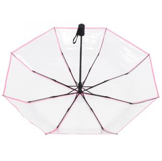 Hoge Quaqlity Paraplu Transparant Automatische Triple Opvouwbare Draagbare Paraplu Voor Outdoor Reizen Vissen Winkelen Paraplu Roze