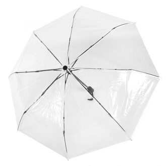 Hoge Quaqlity Paraplu Transparant Automatische Triple Opvouwbare Draagbare Paraplu Voor Outdoor Reizen Vissen Winkelen Paraplu wit