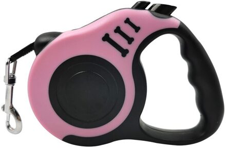 Hoge Qulity Hondenriem Automatische Intrekbare 3/5M Uitbreiding Puppy Kleine Hond Duurzaam Trekkabel Lead Riem roze 3m