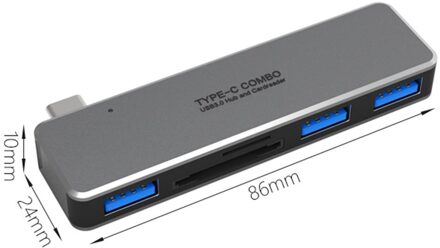 Hoge Snelheid 3 Usb 3.0 Poorten Usb C Adapter Multi Type-C Hub Met Tf Momory Card Slot Ondersteunen tf/Sd-kaart Binnen 256Gb