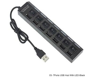 Hoge Snelheid Usb 2.0 Adapter Hub 7 Poorten/4 Poorten Led Multi-Poort Hub Socket Aangedreven Op/uit Schakelaar Charger Splitter Voor Pc Laptop 7Ports LED zwart