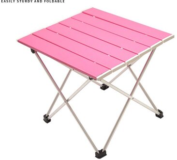 Hoge Sterkte Aluminium Legering Draagbare Ultralight Opvouwbare Camping Tafel Opvouwbare Outdoor Diner Bureau Voor Familie Party Picknick Bbq roze klein