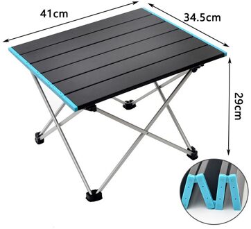 Hoge Sterkte Aluminium Legering Draagbare Ultralight Opvouwbare Camping Tafel Opvouwbare Outdoor Diner Bureau Voor Familie Party Picknick Bbq zwart blauw kant