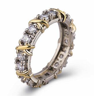 Hoge Sterling Zilveren Kruis Volledige Diamanten Ring Platina Band Ring Voor Vrouwen Meisje Promise Ring Zirkoon Sieraden Dual Plating Uej 10