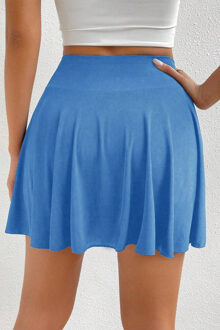 Hoge Taille Flared Mini Rok Met Zak Hemelsblauw