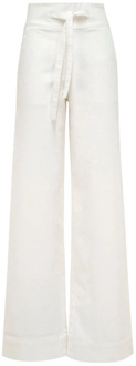 Hoge taille palazzo jeans in donkere wassing MVP wardrobe , White , Dames - M,S,Xs,2Xs