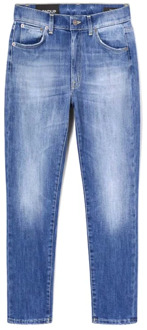 Hoge Taille Rechte Pijp Jeans Dondup , Blue , Dames - W27,W28,W26,W29,W25