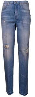 Hoge taille rechte pijp jeans met verouderd effect Don The Fuller , Blue , Dames - W27,W29,W25,W26,W28