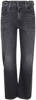 Hoge taille stretch jeans, donkergrijs Mother , Black , Dames - W24