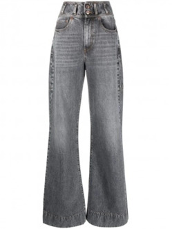 Hoge Taille Uitlopende Grijze Jeans 3X1 , Gray , Dames - W27,W25,W26,W30,W29,W28