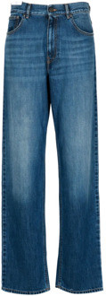 Hoge Taille Wijde Pijp Denim Jeans PT Torino , Blue , Dames - W29,W28