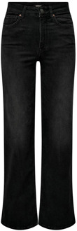Hoge Taille Wijde Pijp Jeans Only , Black , Dames - M L32,L L32,Xl L32,S L32,Xs L32,Xs L30