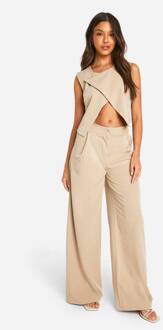 Hoge Taille Wijde Pijpenbroek, Taupe - 36