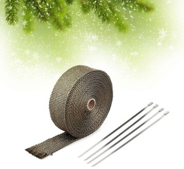 Hoge Temperatuur Exhaust Heat Wrap Heater Retentie Slip Downpipe Shield Tape Met 4 Roestvrij Kabelbinders Voor Auto Motorcycl zoals getoond