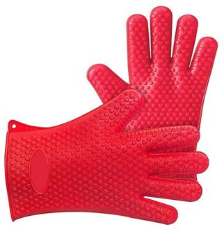 Hoge Temperatuur Handschoenen Magnetron Silicon Handschoenen Keuken Bakken Isolatie Handschoenen Magnetron Hittebestendige Handschoenen Qm 2 rood