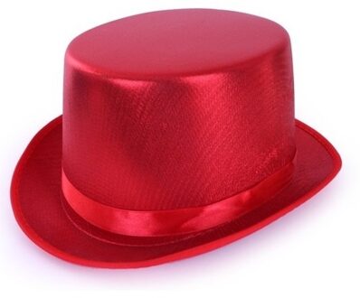 Hoge verkleed hoed - metallic rood - volwassenen - klassiek model