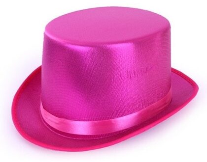 Hoge verkleed hoed - metallic roze - volwassenen - klassiek model Bruin