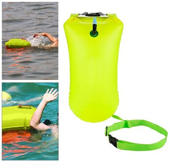 Hoge Zichtbaar Zwemmen Boei Opblaasbare Drijvende Drybag Open Water Zwemmen Float Gear 20L geel 27x63cm