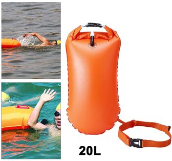 Hoge Zichtbaar Zwemmen Boei Opblaasbare Drijvende Drybag Open Water Zwemmen Float Gear 20L oranje 27x63cm