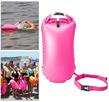 Hoge Zichtbaar Zwemmen Boei Opblaasbare Drijvende Drybag Open Water Zwemmen Float Gear 20L roze 27x63cm
