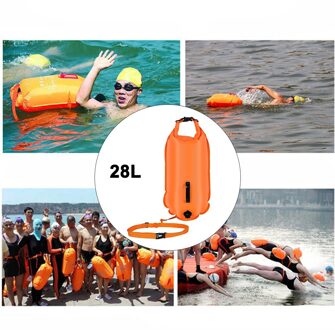 Hoge Zichtbaar Zwemmen Boei Opblaasbare Drijvende Drybag Open Water Zwemmen Float Gear 28L oranje 36x72cm