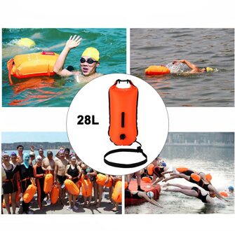 Hoge Zichtbaar Zwemmen Boei Opblaasbare Drijvende Drybag Open Water Zwemmen Float Gear 28L zwart 36x72cm