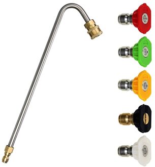 Hogedrukreiniger Gutter Cleaner Attachment, Schuine Extension Wand Voor Gutter Cleaning, 5 Sproeikop Tips, 1/4 Inch Quick Aansluit
